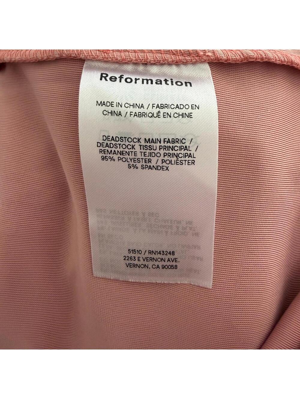REFORMATION Two-Piece Skirt Top Set Medium "Adalynn" Knit Blush Pink Velvet New - Picture 7 of 9
